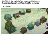 DM: This is the capital of the kingdom. It's home to thousands of people and has stood for centuries The Capital: