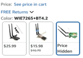 Price: See price in cart FREE Returns ✓ Color: WIE7265+BT4.2 $25.99 $15.98 Price $16.79 Hidden