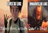 ELVES BE LIKE DWARVES BE LIKE There's three, actually Dwarf is Dwarf imgflip.com