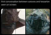 first conversation between caraxes and tessarion seen on screen oi who's that kid f--- knows Imao