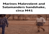 Marines Malevolent and Salamanders handshake, circa M41