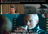 | Ti Mikel, who co-wrote akotsk Episode 5, also wrote the script for HotD Episode 8, the S3 finale. Careful now, girl. I enjoy you, but be careful.