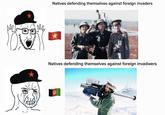 Natives defending themselves against foreign invaders Natives defending themselves against foreign invadwers