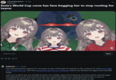 r/VirtualYoutubers - 2d ago Roflkopt3r Essie's World Cup curse has fans begging her to stop rooting for teams dexerto.com 1.1K 47 Open Rofikopt3r OP • 2d ago Essie announced her support for one team in each of the past six matches in the round of 16, and every single one of them has lost. This edit summarised the first four instances before she finished off Egypt and Columbia today. Only one incident was less straight forward: She initially supported Argentinia, but they fell 0:2 behind [gypt. She deleted her post and announced she was supporting Egypt now. Argentinia then made a crazy 3:2 comeback. By gaming her own curse, she was able to get one of her favourite teams to win.