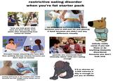 restrictive eating disorder when you're fat starter pack "wow you look great what have you been doing" from adults after disappearing from school for weeks no difference between losing 30lbs because you're still just fat and gaining it back because you didn't see any difference visually therapist keeps assuming you have BED then quitting therapy anyway because you don't want to recover parents are convinced their clinically obese child isn't eating enough nobody really cares if you tell them or do anything blatantly disordered because you don't look sick smiling deliriously in the hospital with COVID because you lost weight (nurse thinks you're dramatic) 5'2 or shorter so 2,000 calories a day is enough to put you at 200lbs