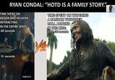 RYAN CONDAL: "HOTD IS A FAMILY STORY." TIME SPENT ON AEGON AND HELAENA INTERACTING IN THE ENTIRE SERIES: 60 seconds TIME SPENT ON WATCHING A RANDOM YOUTUBER ROLL AROUND IN THE MUD: 2 min, 30 seconds 10 seconds THAT'S IT.