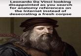 Leonardo Da Vinci looking disappointed as you search for anatomy references on the Internet instead of desecrating a fresh corpse