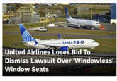 UNITED Credit: Shutterstock N35236 UNITED. United Airlines Loses Bid To Dismiss Lawsuit Over 'Windowless' Window Seats 19L-1R C5