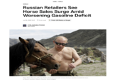 WORLD HOME • WORLD Russian Retailers See Horse Sales Surge Amid Worsening Gasoline Deficit Jul 06, 2026 14:41 3 min read G Prefer U24 Media on Google CYRIL BARABALTCHOUK News Writer Then-Prime Minister of Russia Vladimir Putin pictured with a horse during a vacation outside the town of Kyzyl in southern Siberia. (Source: Getty Images)