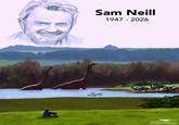 Sam Neill 1947 - 2026 Camus Altamirano PALEOILUSTRACIÓN