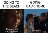 GOING TO THE BEACH GOING BACK HOME This is where the fun begins. I hate sand.