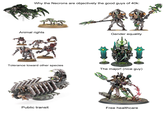 Why the Necrons are objectively the good guys of 40k: Animal rights Gender equality Tolerance toward other species The major! (nice guy) Public transit Free healthcare