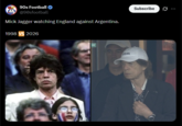 90s Football @90sfootball Mick Jagger watching England against Argentina. 1998 VS 2026 :08 Subscribe