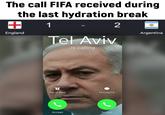 The call FIFA received during the last hydration break H 1 England Tel Aviv is calling today 2 Argentina Flip to Rear Micropone Accept Accept