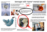 waste of time and money (and privilege) teenager with *some* mental issues pov of a former gifted kid who is now A) is failing school horribly B) doing above-average (nonexistent) first started showing "problems" or getting seen for mental health in early-mid adolescence how it feels getting passed around between different doctors and therapists and clinics probably been here once or twice but you're fine now me trying to open up to some e on/off dozens of different medications because they didn't work or side effects you know what's wrong but can't help yourself endless telehealth/counseling appointments (therapy doesn't work for you) that you hate but still have to go to anyway parents love you and want you to get better but are somewhat ignorant and judge too much based off of what they see diagnosed with something like ADHD/anxiety/depression (that's it)