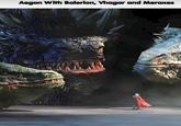 Aegon With Balerion, Vhagar and Meraxes