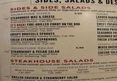 A menu edited to have corny on the bob on the menu.