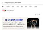 Q closest thing to general grievous in 40k ALL SEARCH IMAGES VIDEOS MAPS NEWS COPILOT MORE - About 8,440 results The Knight Castellan The closest thing to General Grievous in the Warhammer 40,000 universe is the Knight Castellan, a towering war machine known for its impressive firepower and unbreakable shield. It is inspired by