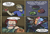NEW IN STOCK! MAGIC POMMELS! ATTACH ONE TO YOUR REGULAR SWORD AND IT BECOMES A POWERFUL MAGICAL WEAPON! HO... I'LL TAKE 20. HO HO SWORDS CCCXVII -;-- YOU'RE IN TROUBLE NOW. SWORDSCOMIC.COM
