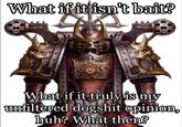 What if it isn't bait? What if it truly is my unfiltered dogshit opinion, huh? What then?