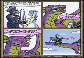 AND IF ANYONE OBJECTS TO THIS UNION OF TWO SWORDS IN MARRIAGE... I THOUGHT WE REALLY HIT IT OFF DURING YOUR QUEST TO SLAY ME.. RAWR! I OBJECT!! SWORDS CXXXI SWORDS COMIC.COM @_MJWILLS