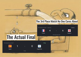 The 3rd Place Match No One Cares About The Actual Final FIFA World Cup 2026 Yesterday France Break 4 FIFA World Cup 2026™ Spain 1 Final 0 Argentina Third place play-off 6 England Full-time