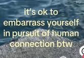 it's ok to embarrass yourself in pursuit of human connection btw