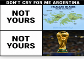 DON'T CRY FOR ME ARGENTINA NOT YOURS NOT YOURS Jason Islands West Point Island Wing George VI Bay FALKLAND ISLANDS (ISLAS MALVINAS) Saunders Island Pebble Island West Falkland East Falkland ☆ Stanle Port Stephens SOUTH ATLANTIC OCEAN Beaver Island FIFA WORLD CUP