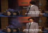 Commissioner Lin Zexu burns 20,000+ chests of opium [adultswim.com] Qing China realizing the Royal Navy exists [adultswim.com]