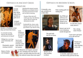 ODYSSEUS IN ANCIENT GREEK LITERATURE Literally throws a baby off the walls of Troy and feels no guilt over it Abandoned his injured comrade Philoktetes on an island to die of starvation just because he stank and was kind of annoying Promises Dolon that he'll totally spare him, then kills him anyway after he's gotten the information he needs ODYSSEUS IN MODERN SCREEN Is basically a nice guy, probably not a baby-killer MEDIA Feels crushing guilt over sacking Troy Arrogant, bordering on narcissistic Unabashedly lies, cheats, steals, endangers people who trust him, and murders to get what he wants Tricks Murders 13 Thrakians in their sleep and steals their horses Is constantly inventing elaborate fake identities and backstories for himself Willingly has a year-long sexual relationship with Kirke Charismatic, amoral, cunning scoundrel Master of tricks and stratagems Polyphemos into thinking his name is "Nobody" Lies to and manipulates everyone, is five steps ahead of his enemies Massacres 108 trapped, unarmed men, including some who beg for mercy, and then orders his son to kill the enslaved women those men r---- The gods bully him for no reason Has PTSD and will forever be haunted by the things he saw during the war Seems to get out of a lot of situations mostly through luck Is a bit clever, but he rarely shows it Has a strong sense of honor "I just want to get home to my wife and son!" Spends a lot of time brooding in silence Would never, ever think about cheating on his wife Is merciful, might spare some of the suitors if they just bow for him