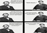 "So what are your thoughts on slave holders and the pro slavery faction?" "Kill them." "Yes but what are your views on their personal morals and the circumstances of their upbringing." "I let god ponder that I just speed up the process." "And what methods do you suggest to end the institution of slavery?" "A Bowie knife and revolver."