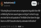 NoelCaslerComedy @caslernoel Follow 000 Y'all acting like you've never seen an octogenarian drug addict blow 16M on Reflecting Pool reno cause he gave a no bid gov't contract to a guy who looks like he sold quaaludes to The Riddler & then blame the algae bloom on a 350 ft boxcutter attack by underwater Antifa before? Last edited 7:23 PM Jun 22, 2026 • 10.4K Views