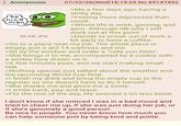 : Anonymous be (nice man 36 KB JPG 07/22/26(Wed)18:19:25 No.85147432 >Me a few days ago, having a s----- day. >Feeling more depressed than usual. >Whole life is work, gaming, and gym. Although idk why I still work out at this point. >Decide to sneak out of work a bit early to have a coffee. >Go to a place near my job. The whole place is empty, just a qt3.14 waitress and me. >Sit by the window and order a "cafe con hielo". >She brings it to me, accompanied by a cookie with a smiley face drawn on it. >A few minutes pass, and we start making small talk. >Nothing special, just talked about the weather and the upcoming World Cup final. >I finish my drink and bring the empty cup to the register so she doesn't have to do it herself. >She thanks me and gives me a smile. >I smile back, pay, and leave. >For the rest of the day, life seemed a lot less bleak. I don't know if she noticed I was in a bad mood and tried to cheer me up, if she was just doing her job, or if she's genuinely a good person. Be nice to people. You never know how much you can help someone just by being kind and polite.