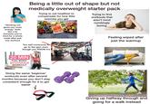Being a little out of shape but not medically overweight starter pack Trying to eat healthier to compensate for how little exercise you get Trying to find workouts that aren't mind numbingly boring "Working out gives you more energy" feels like a lie because you're tired for a whole week after just one workout Too self conscious to go to the gym even though you KNOW it's silly 20 MIN FULL BODY BEGINNER WORKOUT NO EQUIPMENT PUMA PUB Feeling wiped after just the warmup shutterstock.com 2417770801 Doing the same 'beginner' workouts even after several months because you don't stay consistent enough for it to get easier 5Ib 5lb Giving up halfway through and going for a walk instead