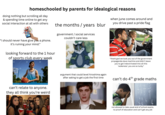 homeschooled by parents for idealogical reasons doing nothing but scrolling all day & spending time online to get any social interaction at all with others "i should never have give you a phone. it's ruining your mind." looking forward to the 1 hour of sports club every week the months/years blur government / social services couldn't care less when june comes around and you drive past a pride flag Alamy "thank god we took you out of the government propaganda slave machine and didn't leave you to get indoctrinated into all this 'wokeness' you are so lucky." can't relate to anyone. they all think you're weird argument that could level hiroshima again after asking to get a job the first time can't do 4th grade maths not allowed to take usual end of school exams. no proof of education and can't get any job