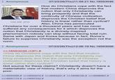 Anonymous Do nothing Win. 100 KB JPG 07/23/26(Thu)11:59:21 No.18593046 How do Christians cope with the fact that modern China disproves the notion that only Christianity can bring prosperity and that the continuity of Chinese civilization disproves the Christian belief that history is linear rather than cyclical? Also, China has persecuted Christians for over a thousand years and has never suffered any consequences for it which disproves the notion that Christianity is a divinely-inspired phenomenon nobody can stop without facing total ruin. Same with Japan and Korea because in fact, Rome's failure to suppress Christianity was the exception not the norm. Anonymous >>18593046 (OP) # 07/23/26(Thu)12:06:19 No.18593056 >How do Christians cope with the fact that modern China disproves the notion that only Christianity can bring prosperity and that the continuity of Chinese civilization disproves the Christian belief that history is linear rather than cyclical? Got source for these claims? Christianity doesn't have a materialistic view of history, that's why it aims for the poor. >>18593066 # >>18593072 # >>18593241 # >>18596100 # >>18596967 # >>18597174 # >>18597232 #
