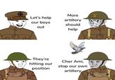 More Let's help our boys out artillery should help They're Cher Ami, hitting our stop our own position artillery FAR A 20