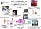 at least your microscope will always be there for you You're a professional artist and want to study medicine but don't know how to go about it because you feel torn - starterpack feeling super priveleged to study 3D modeling and animation from instructors who worked at Disney and Sony but simultaneously extremely worried about the state of the industry F. Netter M.D. wondering how the late Dr. Frank Netter was able to *mentally* pull this off during the Great Depression having personally witnessed the harsh realities of both professions (and nursing as well) and still wanting to at least study both anyway the animation career subreddit is not the best place to visit rn gonna model some basophils in ZBrush for the the biomedical visualization course and portfolio NINTH EDITION HISTOLOGY A TEXT AND ATLAS With Convicted Cell and Molecular Biology Wojciech Pawlina Maya crashed on you again as you were contemplating your life stressing out enough over this that you got s-------- and drunk bought a cute dress and histology book you remember your bad experiences as a patient and the loss of several loved ones to cancer and think to yourself no matter how tired or burnt out you are you wouldn't even think about talking to a patient this way even though after being licensed and specialized in (neuro)pathology you... won't be talking to the patient anyway - but damn it you can still help no matter what happens either way at least you've got basic human musculoskeletal anatomy down fascinated by neuroscience and pathology even though you hear that that path is less chosen from others because they had bad quality samples to work with and not the best instruction either way feels like burn out you saw the absolute heartache and poverty your family went through because one parent was a creative and it forced the other into nursing and know you're not alone in knowing how cruel the world is to artists and musicians wanting to make a living - and to nurses who feel underappreciated and unsupported