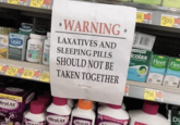 1297 COLACE COLACE CHLAG 1258438864 *WARNING* LAXATIVES AND SLEEPING PILLS SHOULD NOT BE TAKEN TOGETHER MiraLAX Pax Lary to Por Buk MiraLAX MiraLAX Miral 98 399 Icolax Fleet Flee NER 798 DU
