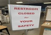 RESTROOM CLOSED for YOUR SAFETY Zack Coun ath me FRAGILE at home ZACK COUNTER STOOL Ivory