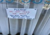 PLEASE DO NOT FEED THE BIRDS THEY HAVE BECOME AGGRESSIVE AND HAVE BEEN ATTACKING PEOPLE.