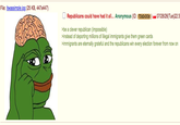 File: itwassimple.jpg (25 KB, 447x447) Republicans could have had it all... Anonymous (ID: TDd2vDOd) >be a clever republican (impossible) >instead of deporting millions of illegal immigrants give them green cards 07/28/26(Tue)22:3 >immigrants are eternally grateful and the republicans win every election forever from now on