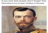 If you ever feel stupid, don't forget Tsar Nicholas II try to ban Vodka in Russia