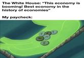 The White House: "This economy is booming! Best economy in the history of economies" My paycheck: fr