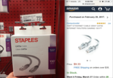 10x faster than CAT la vitesse da CATS 99 a ES . . • 9> SPLS CATS CABLE 100FT GRAY MODEL: 29772-US A31506004 2F 209-4895 73 99 NETWORK RÉSEAU 7' 10x aster than CA CAIS STAPLES CAT5e Cable Câble CAT5e 100 NETWORK RÉSEAU -97 T-Mobile LTE 100' 30.5 m amazon 8:08 PM 21% amazon.com 9 0 W Purchased on February 28, 2017. > Computzoutlet ✰✰✰✰ 234 100FT ETHERNET CABLE GRAY CAT5E INTERNET ROUTERS GAMING 100 FT Price: $9.33 FREE Shipping on orders over $35. In Stock. Want it Friday, March 3? Order within 20