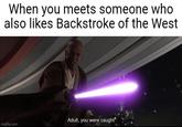 When you meets someone who also likes Backstroke of the West Adult, you were caught imgflip.com