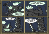 SNORT OH, HEY GUYS! 3 FEAR ME! THE HEADLESS HORSEMAN! OH MAN! THEY GOT YOU TOO, HUH? THAT HEAD THIEF GOING AROUND IS A REAL JERK, HUH? SWORDS CXXXII SWORDS COMIC.COM @_MJWILLS