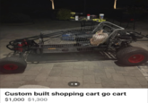 Custom built shopping cart go cart $1,000 $1,300