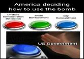 America deciding how to use the bomb Offshore Demonstration Detonation Shore Bombardment City Bombardment Tadany US Government