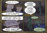 THIS IS IT….. I CAN'T BELIEVE WE'VE FOUND IT... THE LEGENDARY CURSED SWORD, ENDMAKER! ONCE WIELDED BY THE 13TH NECROKING, LORD DARKIRK! THEY SAY THAT THE SLIGHTEST TOUCH CAN KILL EVEN THE STRO- HUH? WAIT! WHAT ARE YOU DOING?! SWORDS CDXLVIII I STOPPED LISTENING A WHILE AGO. WWW.SWORDSCOMIC.COM